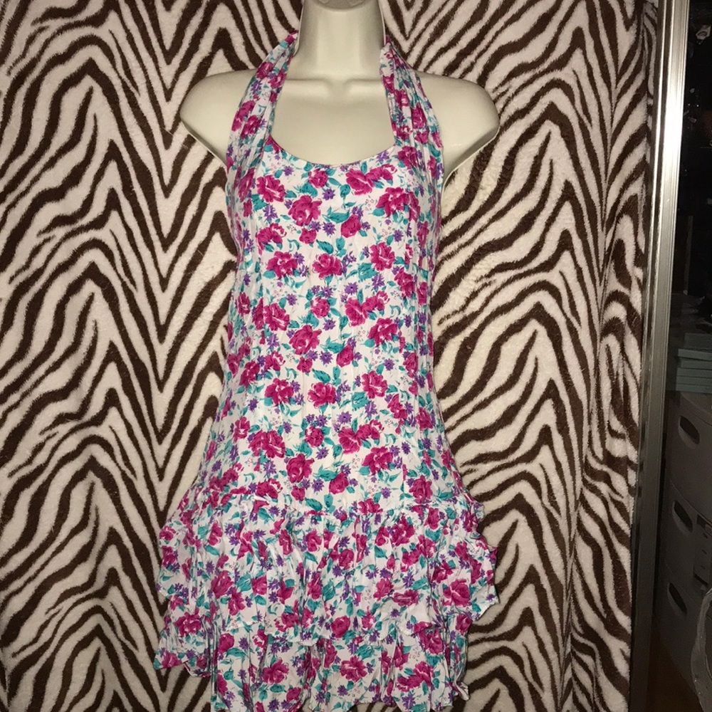 🔥Vintage 80’s pin green and white dress small 💕 damaged